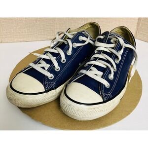 Converse All Star Low Top Shoes Womens 10 Mens 8 Blue Excellent Leather Sneakers